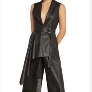 BCBG Draped Faux Leather Vest